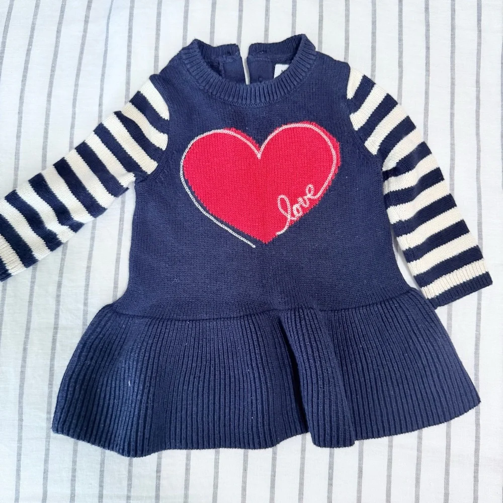 Gap Navy and Red Heart Sweater and Pant‎ Set Bundle